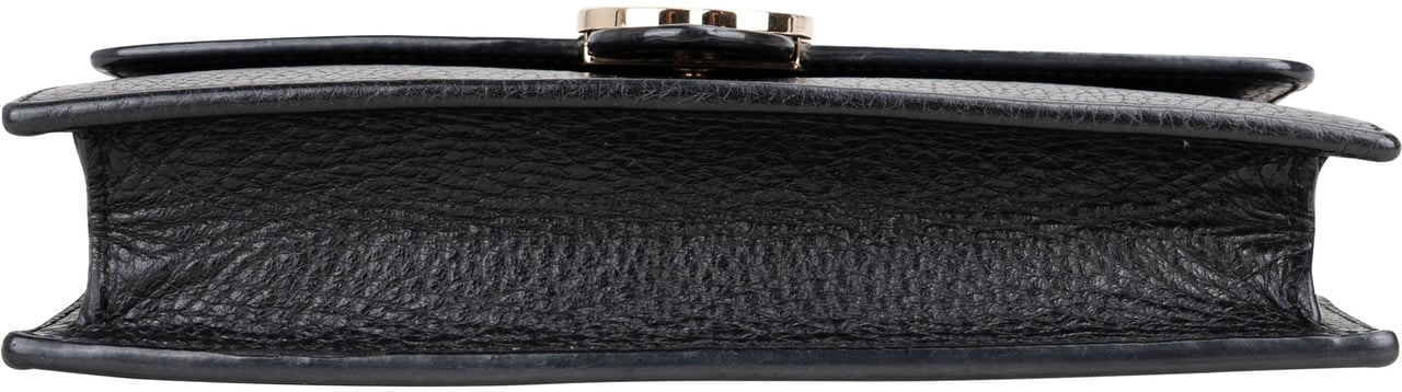 Gucci Gucci Black Leather Wallet On Chain Crossbody Bag Zwart