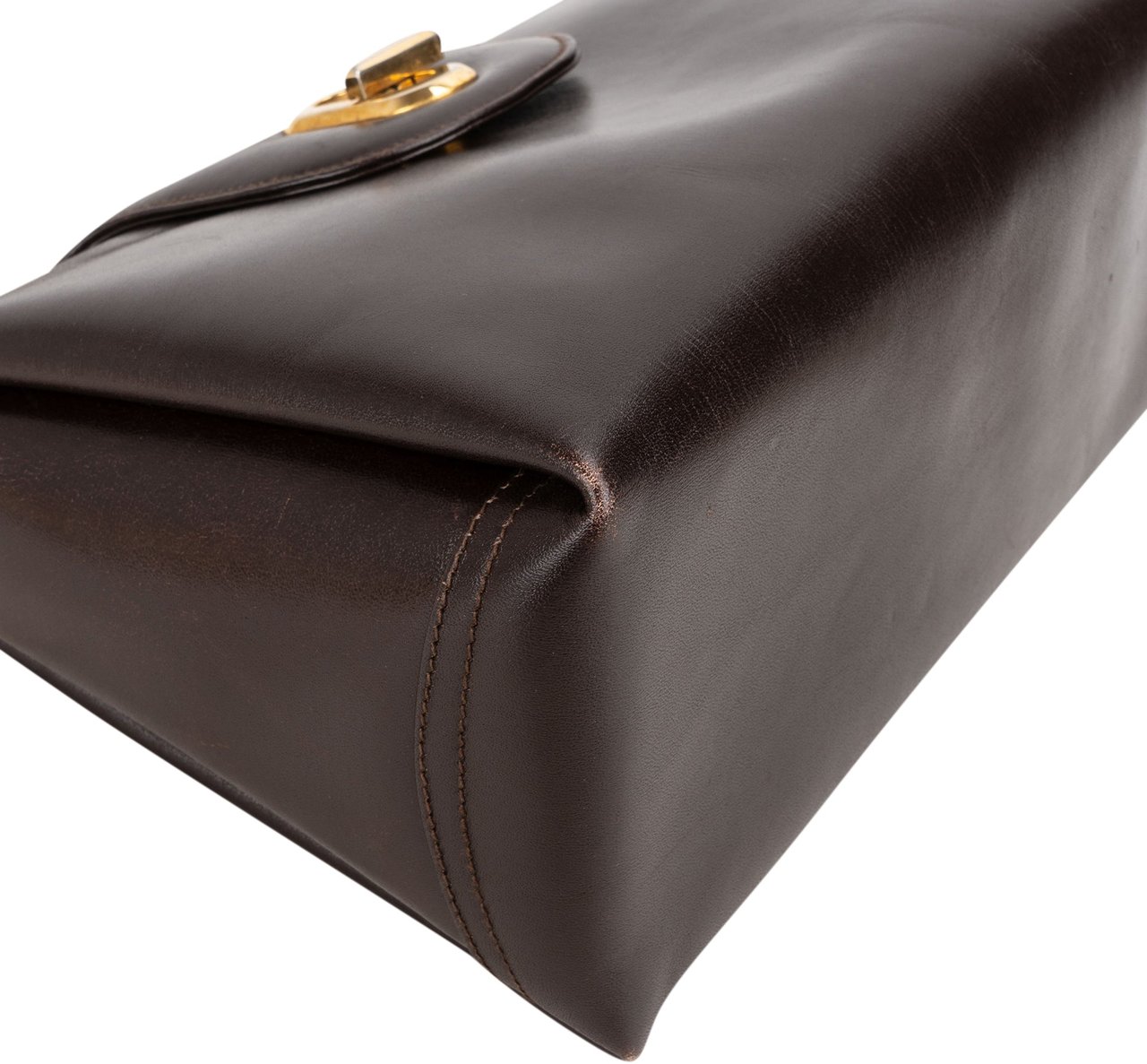 Gucci Gucci Brown Leather Turnlock Handbag Bruin