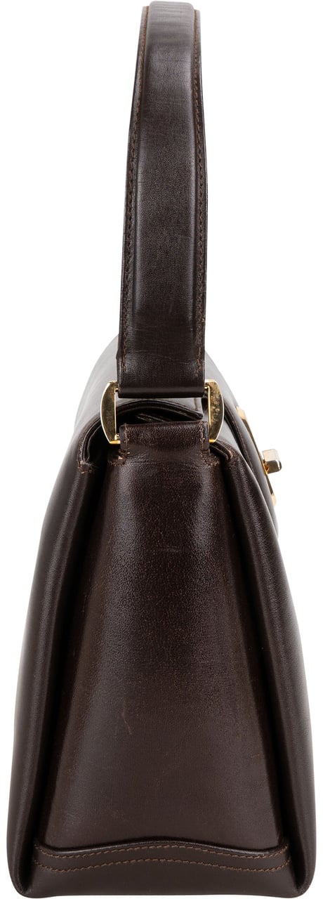 Gucci Gucci Brown Leather Turnlock Handbag Bruin