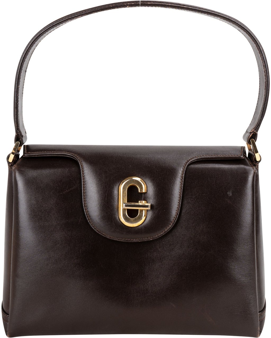 Gucci Gucci Brown Leather Turnlock Handbag Bruin