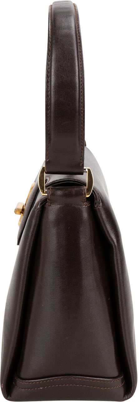 Gucci Gucci Brown Leather Turnlock Handbag Bruin