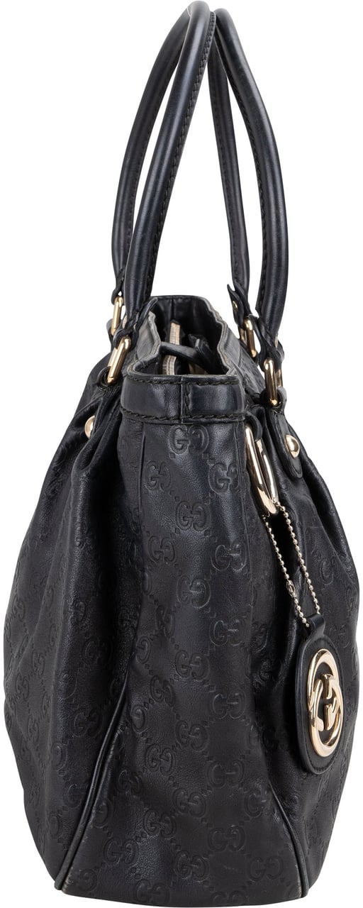 Gucci Gucci Leather GG Monogram Sukey Handbag Zwart