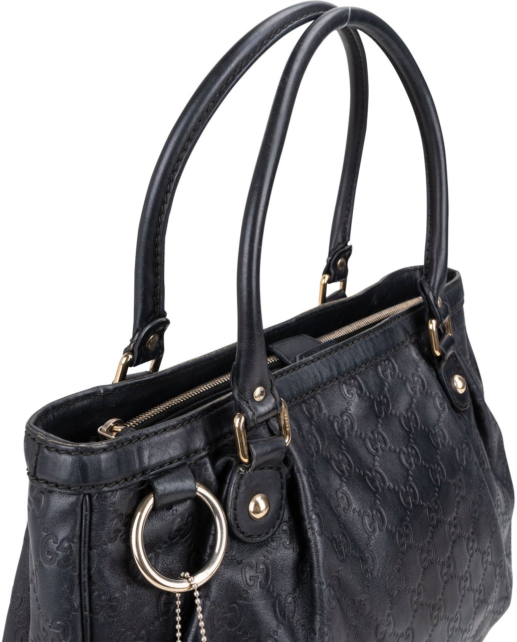 Gucci Gucci Leather GG Monogram Sukey Handbag Zwart