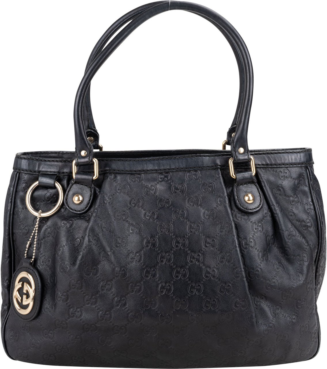 Gucci Gucci Leather GG Monogram Sukey Handbag Zwart