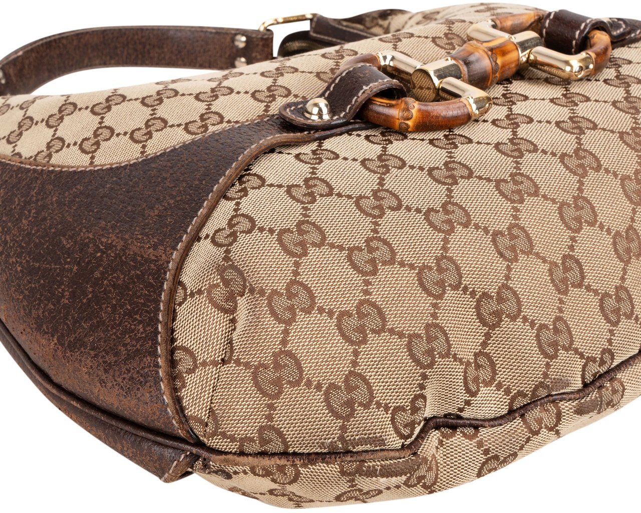 Gucci Gucci GG Monogram Horsebit Hobo Bag Bruin