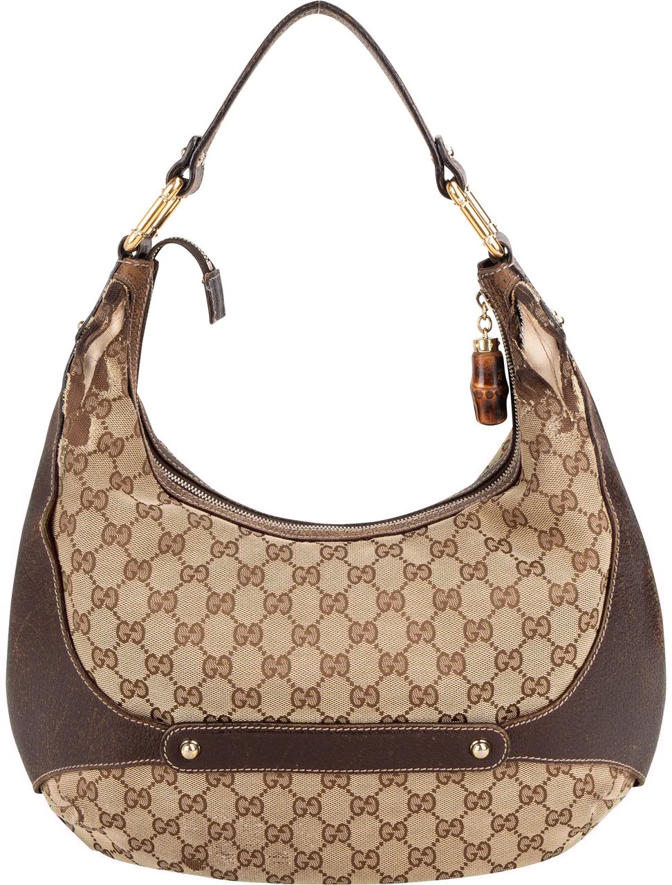 Gucci Gucci GG Monogram Horsebit Hobo Bag Bruin
