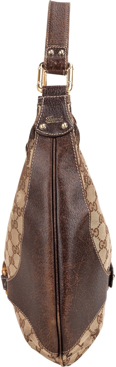 Gucci Gucci GG Monogram Horsebit Hobo Bag Bruin