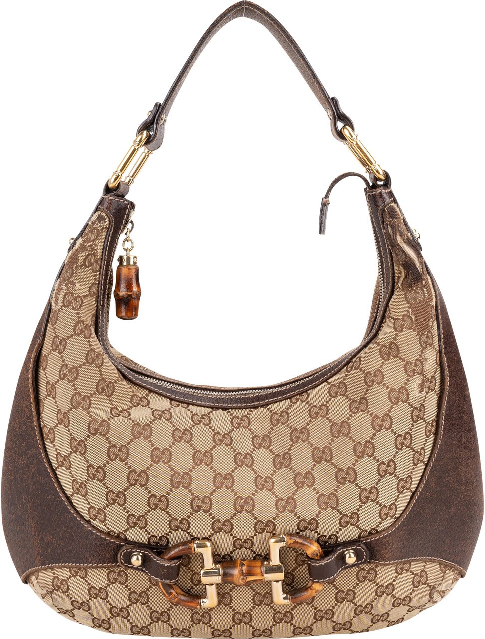 Gucci Gucci GG Monogram Horsebit Hobo Bag Bruin