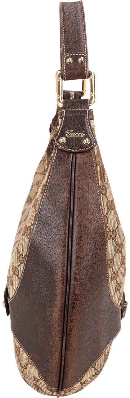 Gucci Gucci GG Monogram Horsebit Hobo Bag Bruin