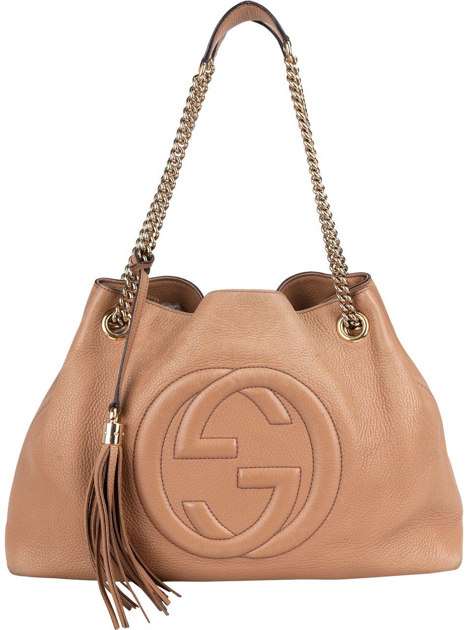 Gucci Gucci Leather GG Soho Shoulder Bag Bruin