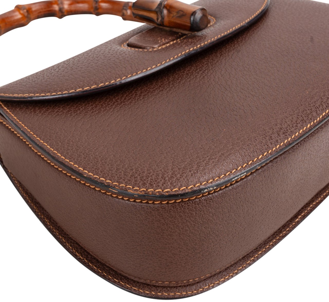 Gucci Gucci Brown Leather Bamboo Handbag Bruin