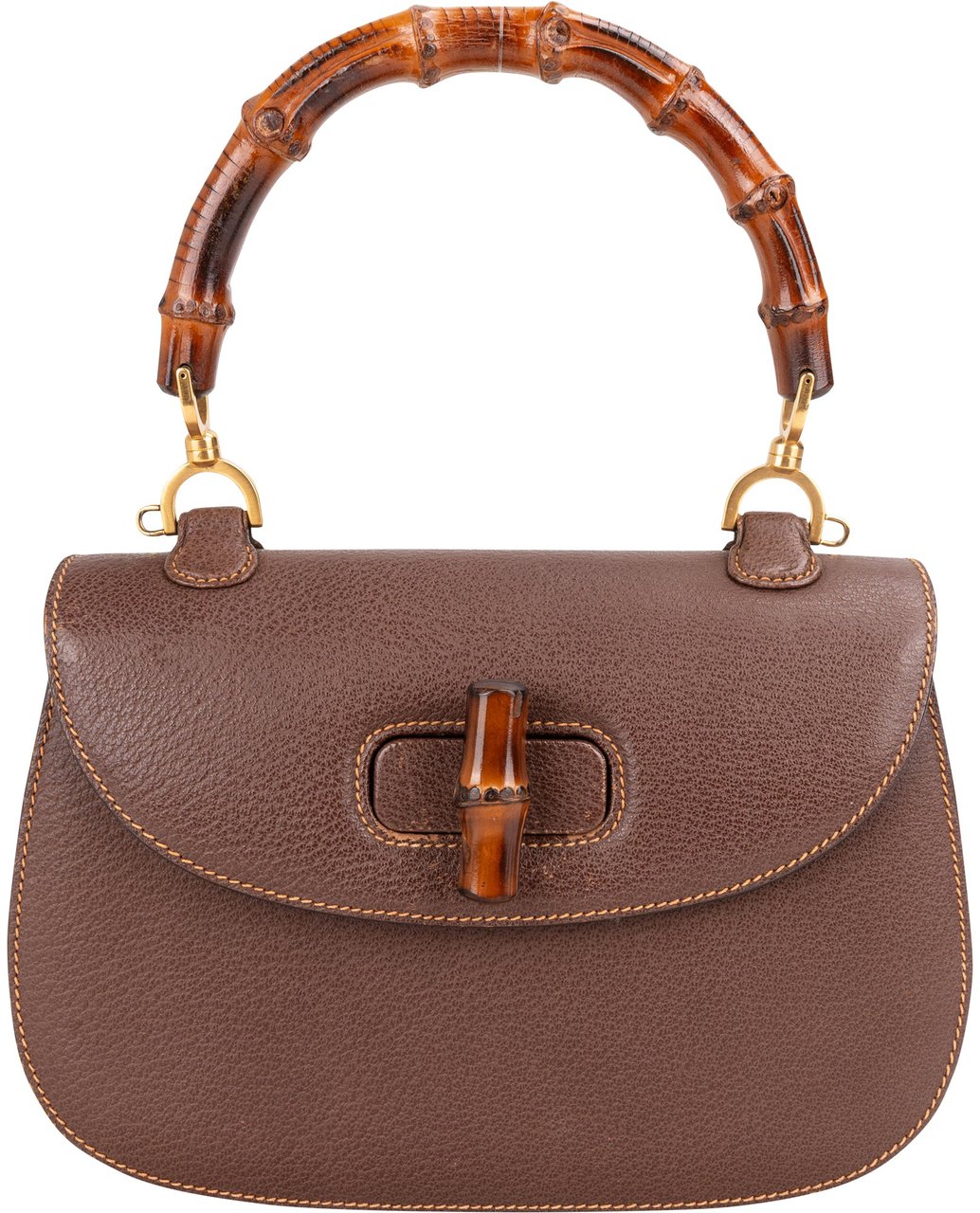 Gucci Gucci Brown Leather Bamboo Handbag Bruin