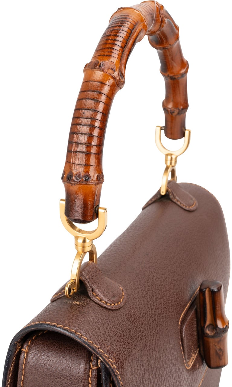 Gucci Gucci Brown Leather Bamboo Handbag Bruin