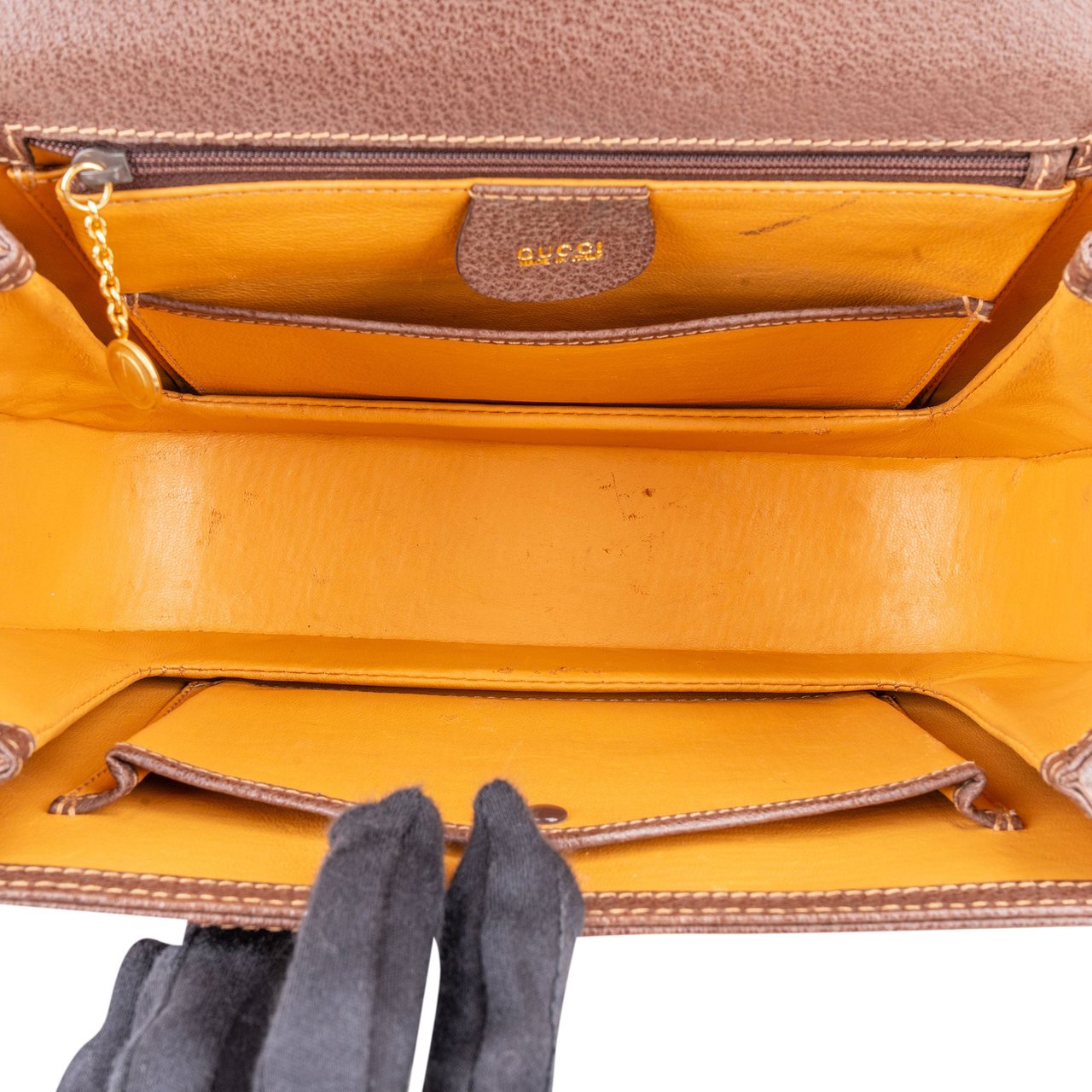 Gucci Gucci Brown Leather Bamboo Handbag Bruin