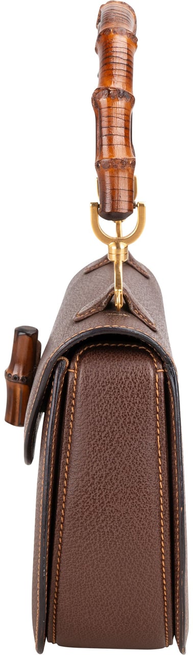 Gucci Gucci Brown Leather Bamboo Handbag Bruin