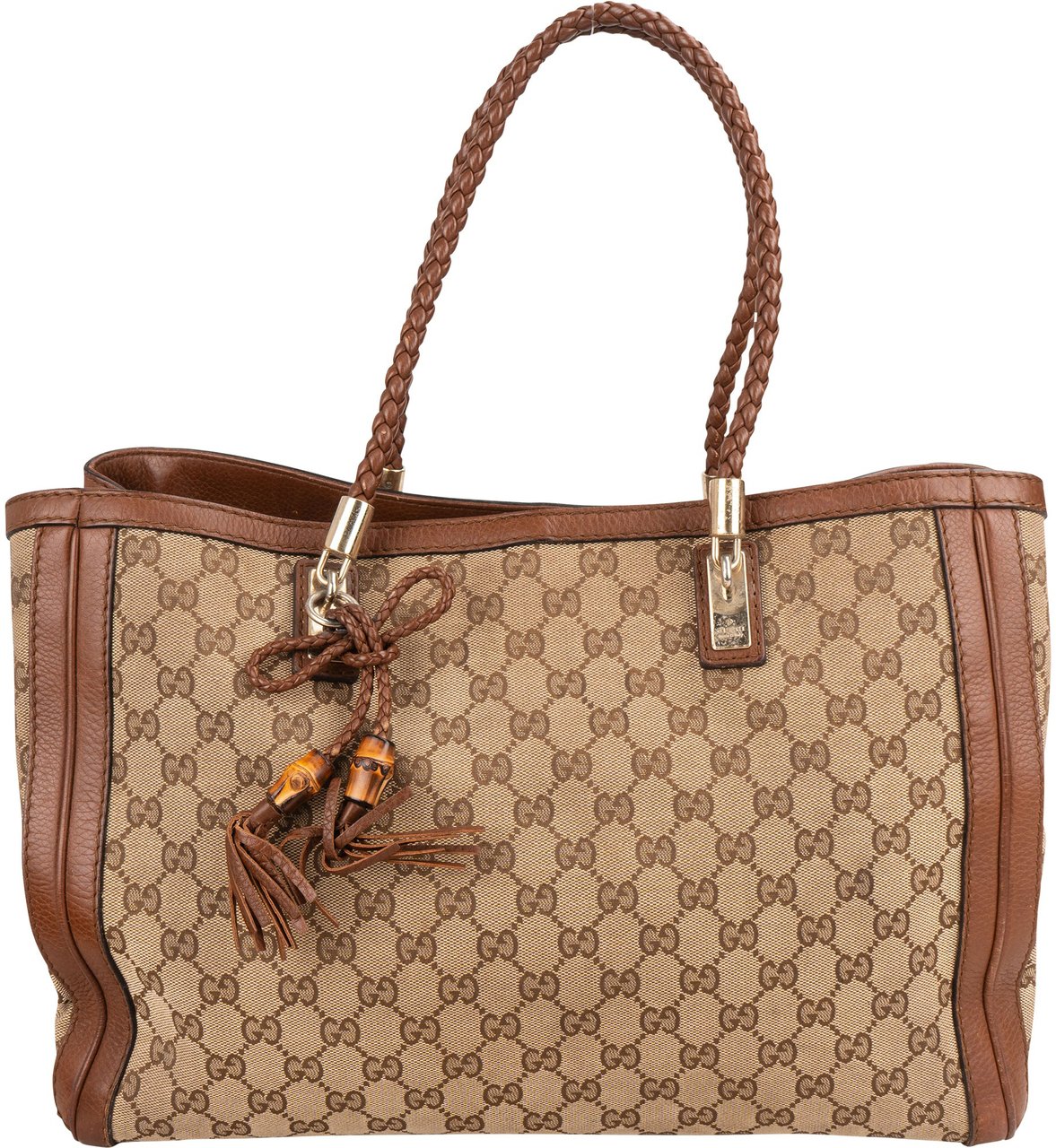 Gucci Gucci GG Monogram Bamboo Handbag Bruin