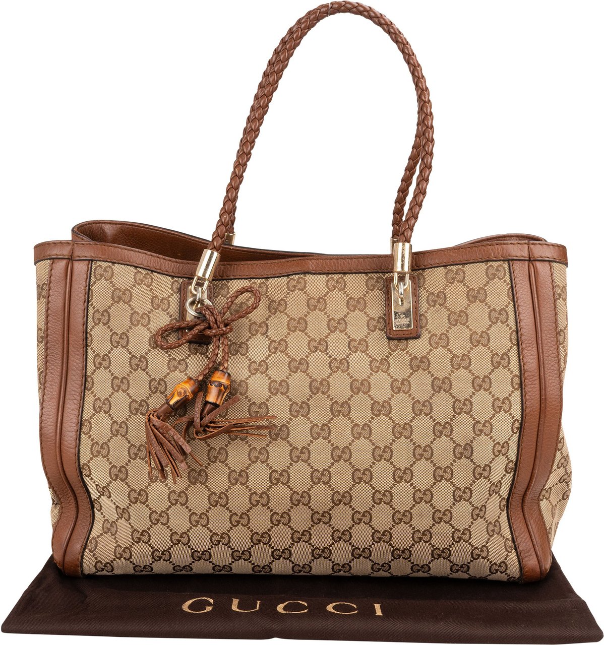 Gucci Gucci GG Monogram Bamboo Handbag Bruin
