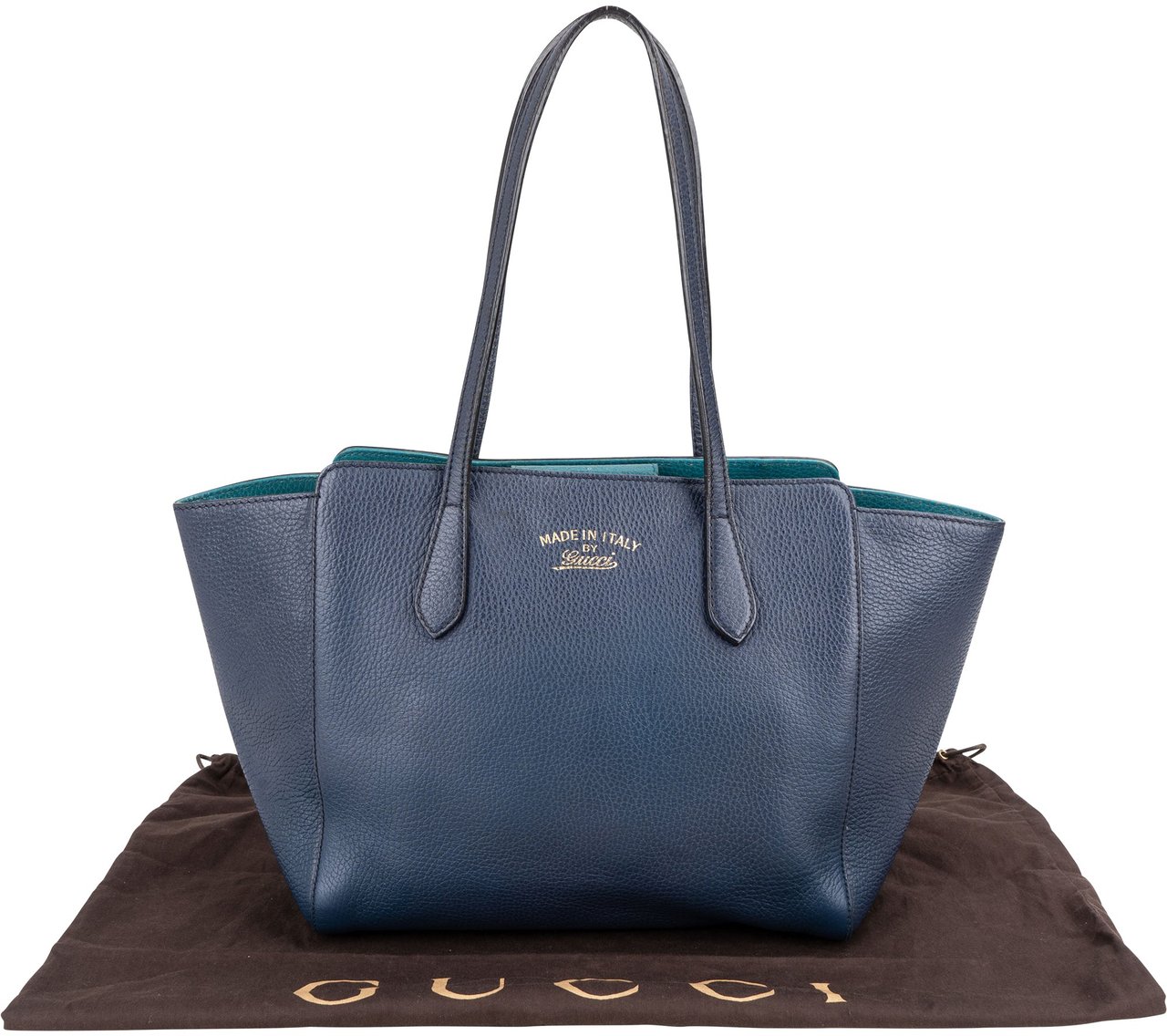 Gucci Gucci Blue Leather Swing Handbag Blauw