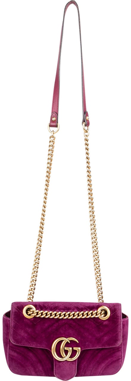 Gucci Gucci Quilted Velvet Marmont GG Crossbody Bag Paars