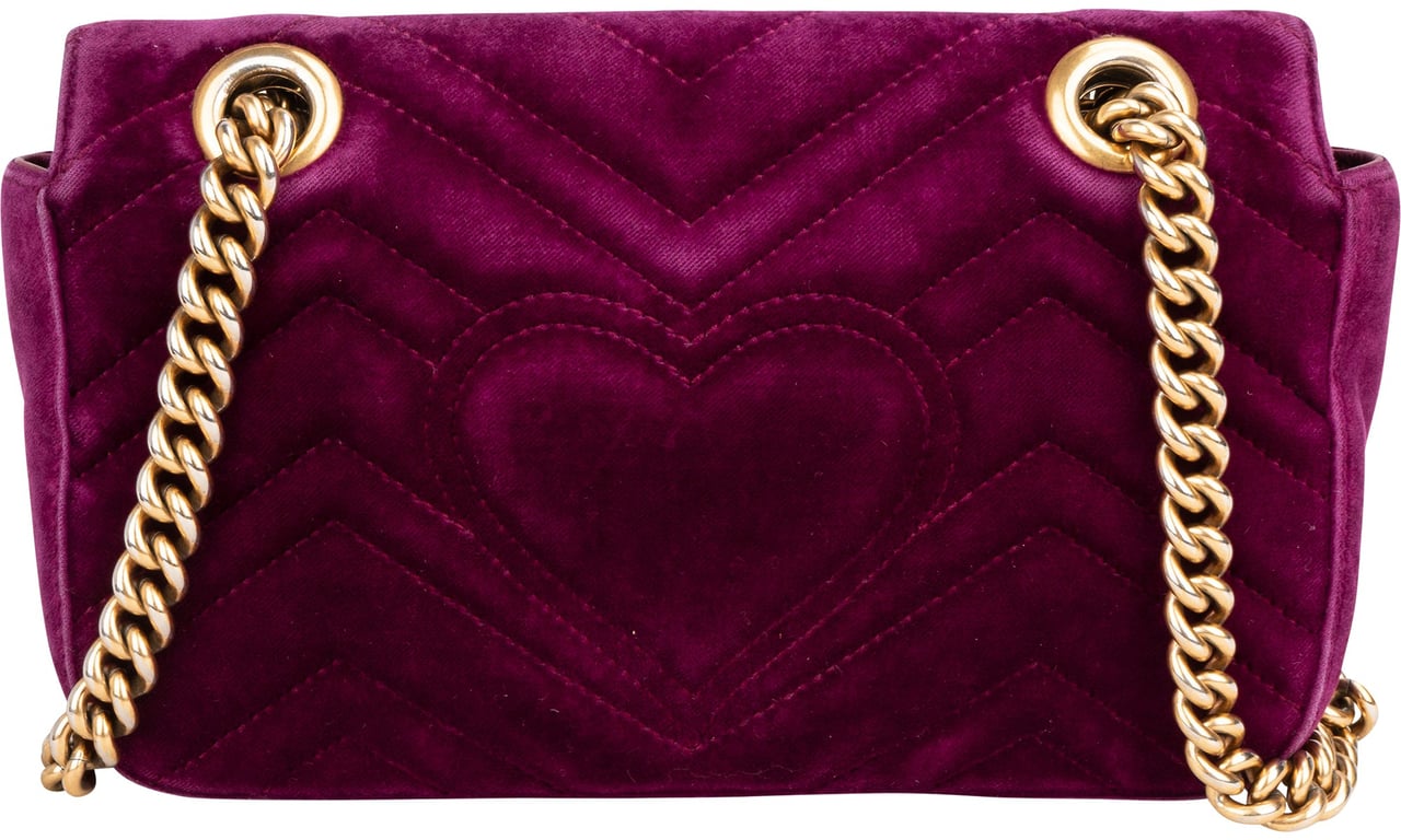 Gucci Gucci Quilted Velvet Marmont GG Crossbody Bag Paars