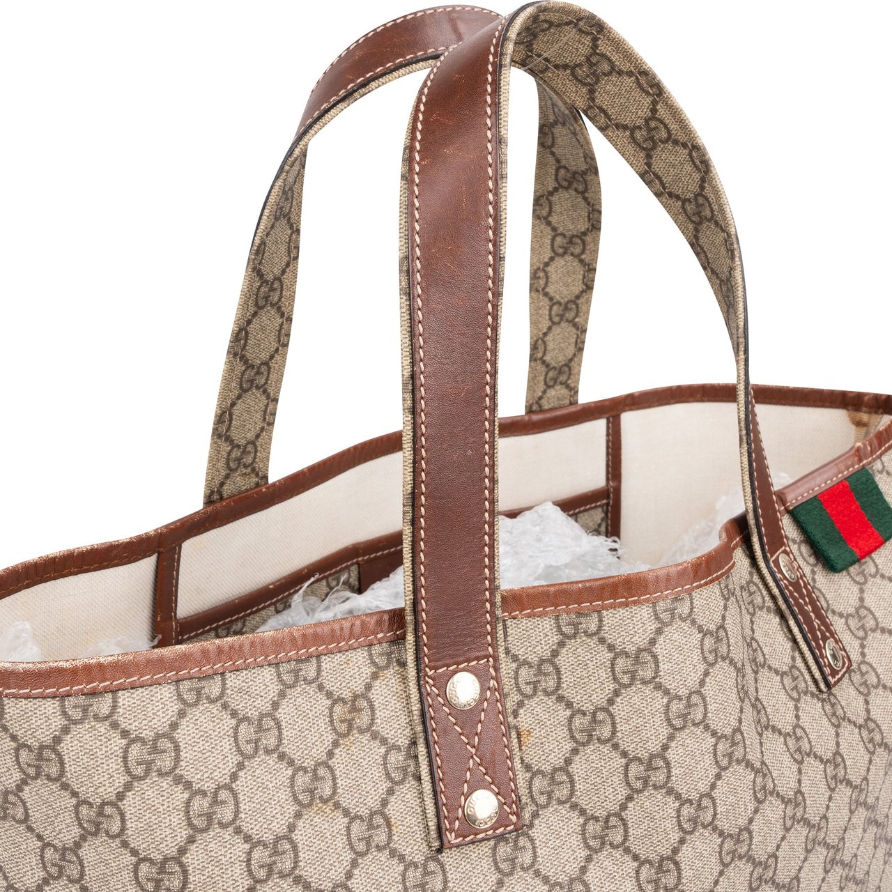 Gucci Gucci Canvas GG Monogram Sherry Line Handbag Bruin