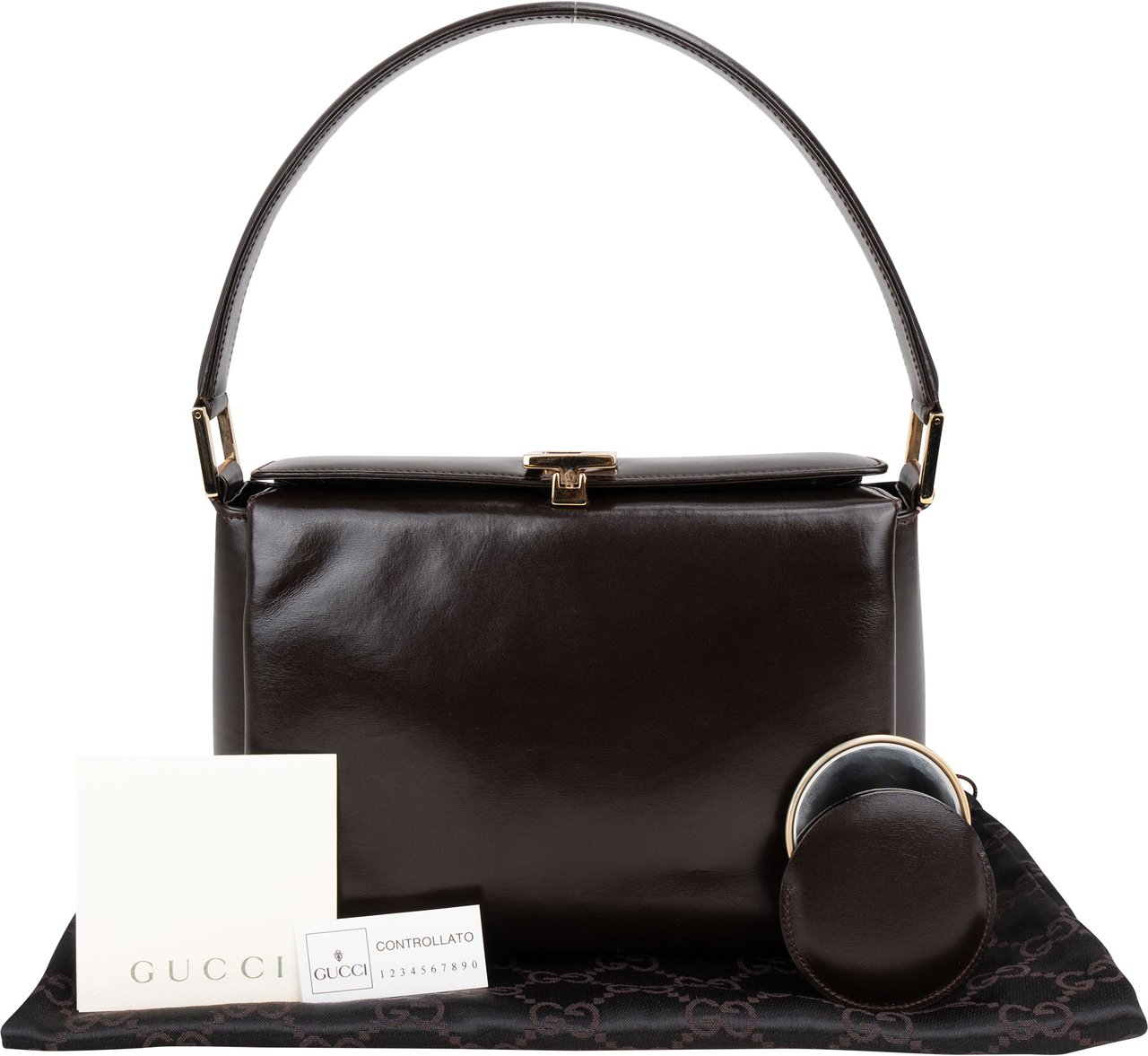 Gucci Gucci Classic Brown Leather Handbag Bruin