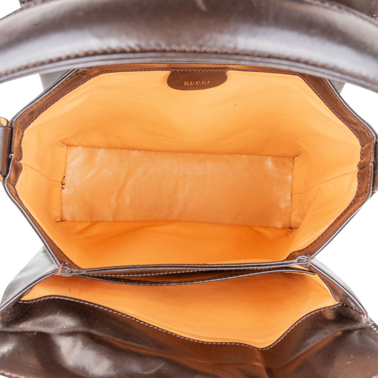 Gucci Gucci Classic Brown Leather Handbag Bruin