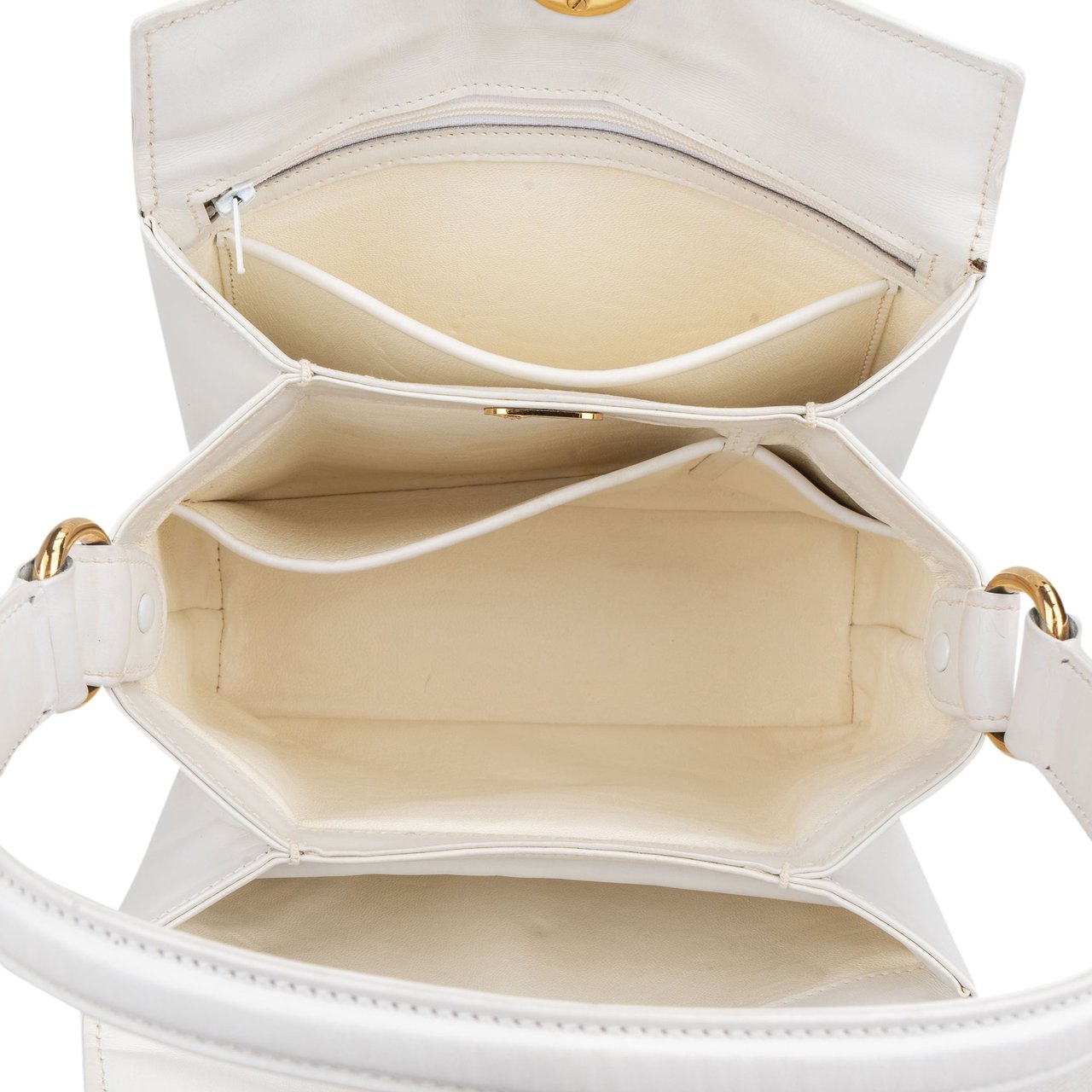 Gucci All White Leather Turnlock Handbag Wit