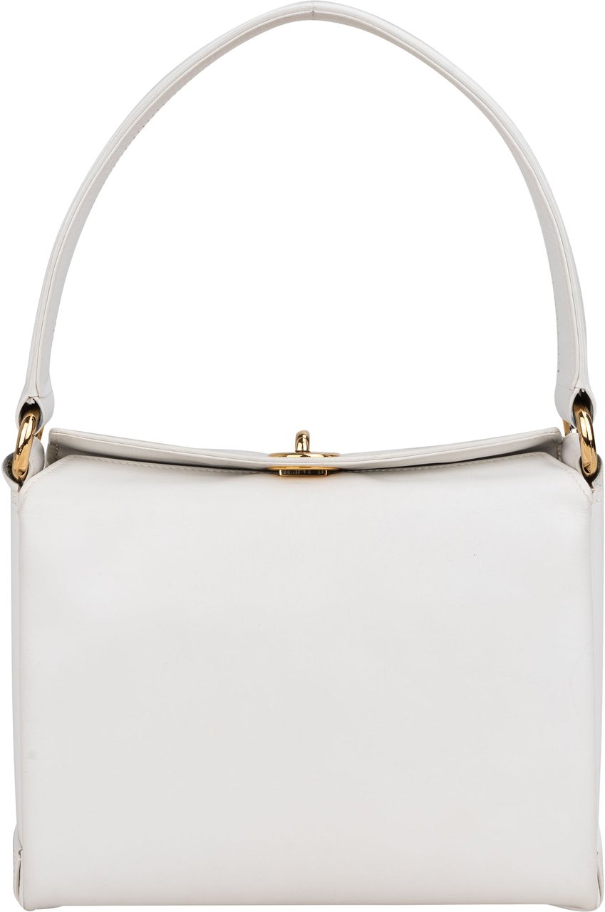 Gucci All White Leather Turnlock Handbag Wit