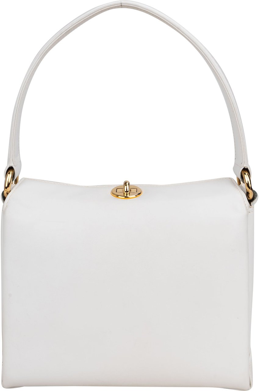 Gucci All White Leather Turnlock Handbag Wit