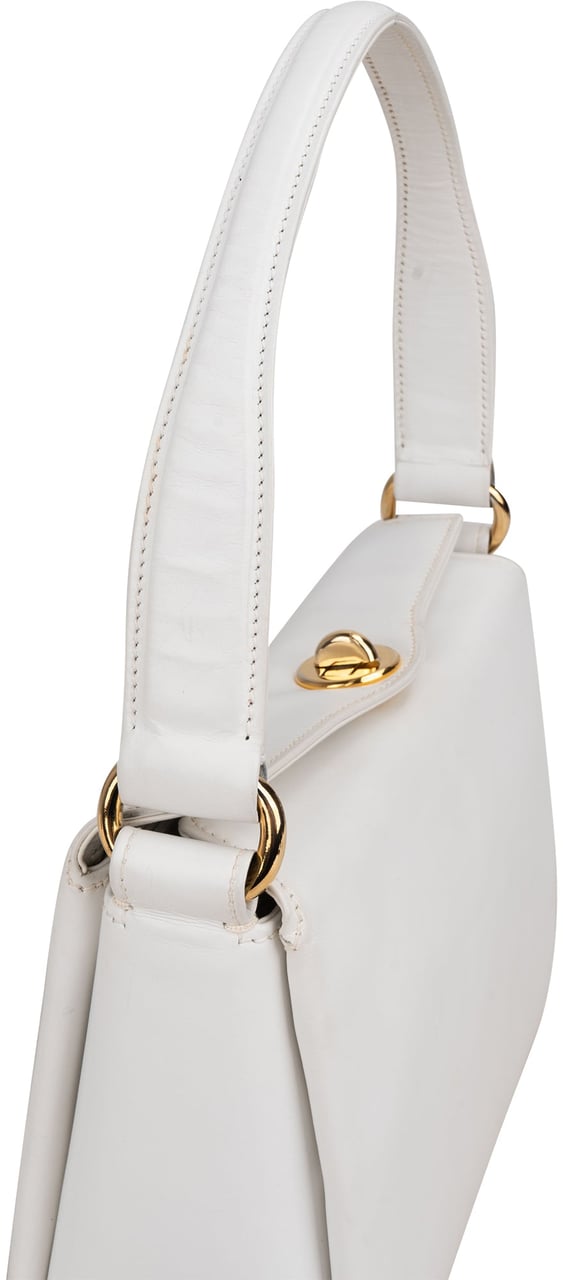 Gucci All White Leather Turnlock Handbag Wit