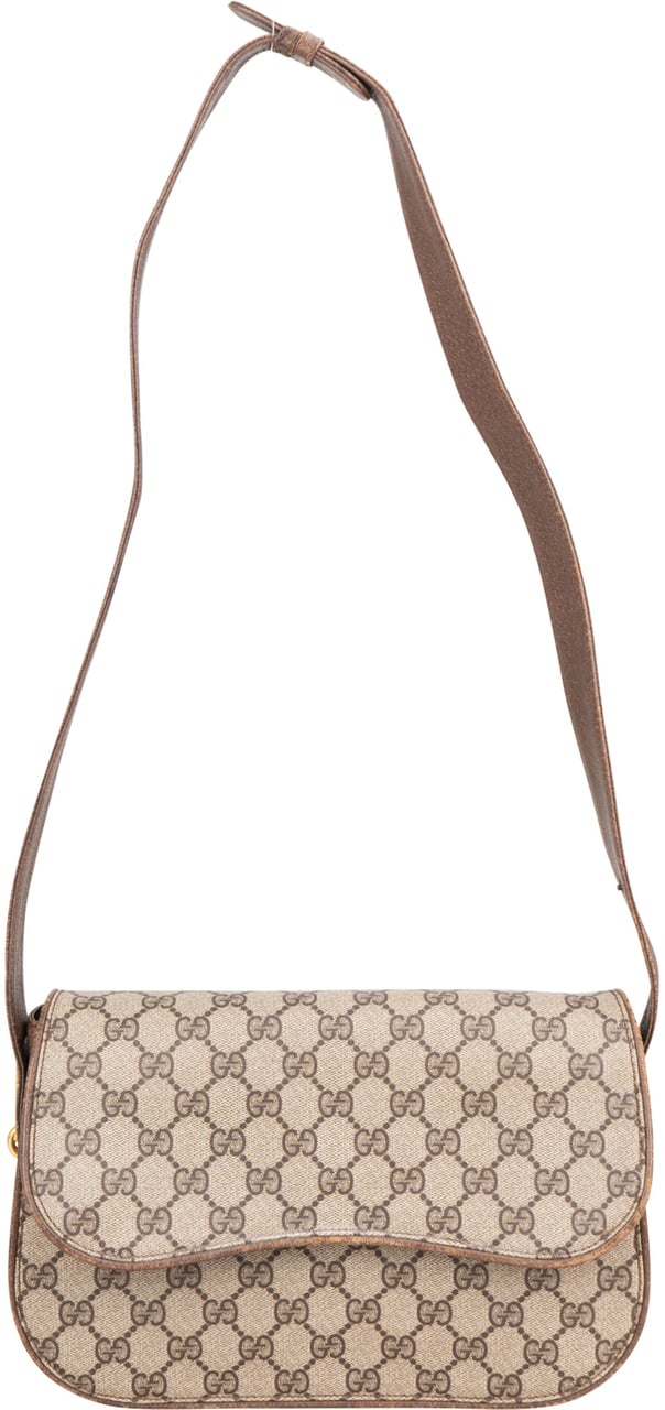 Gucci Gucci GG Canvas Monogram Crossbody Bag Bruin
