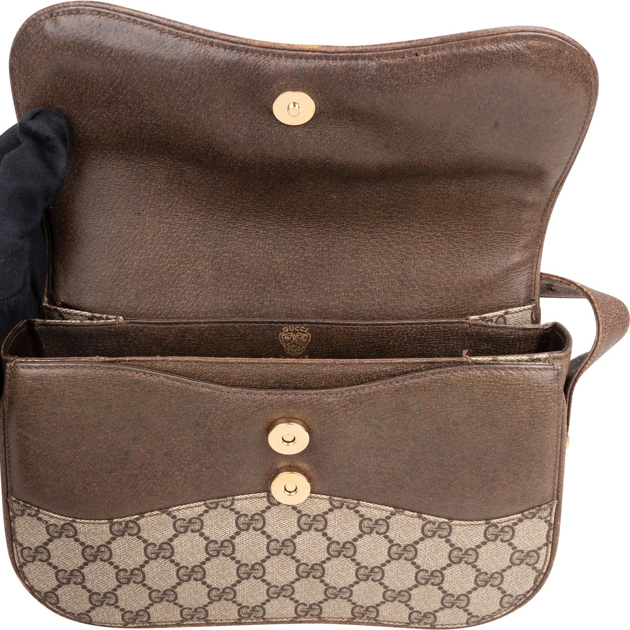 Gucci Gucci GG Canvas Monogram Crossbody Bag Bruin