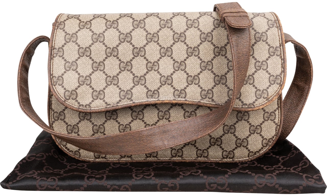 Gucci Gucci GG Canvas Monogram Crossbody Bag Bruin