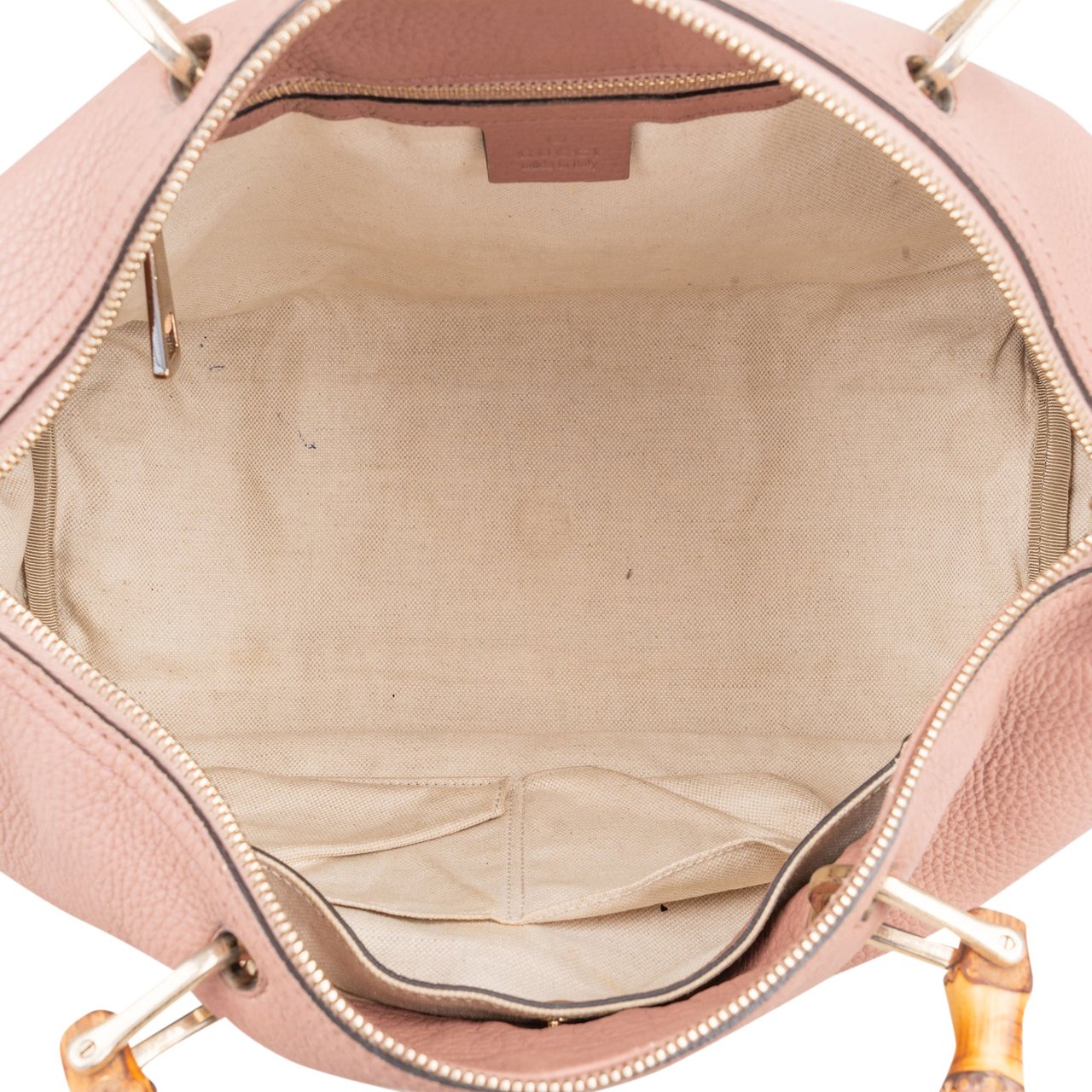 Gucci Pink Leather Bamboo Handbag Roze