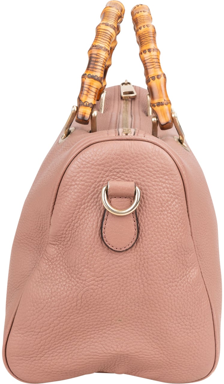 Gucci Pink Leather Bamboo Handbag Roze