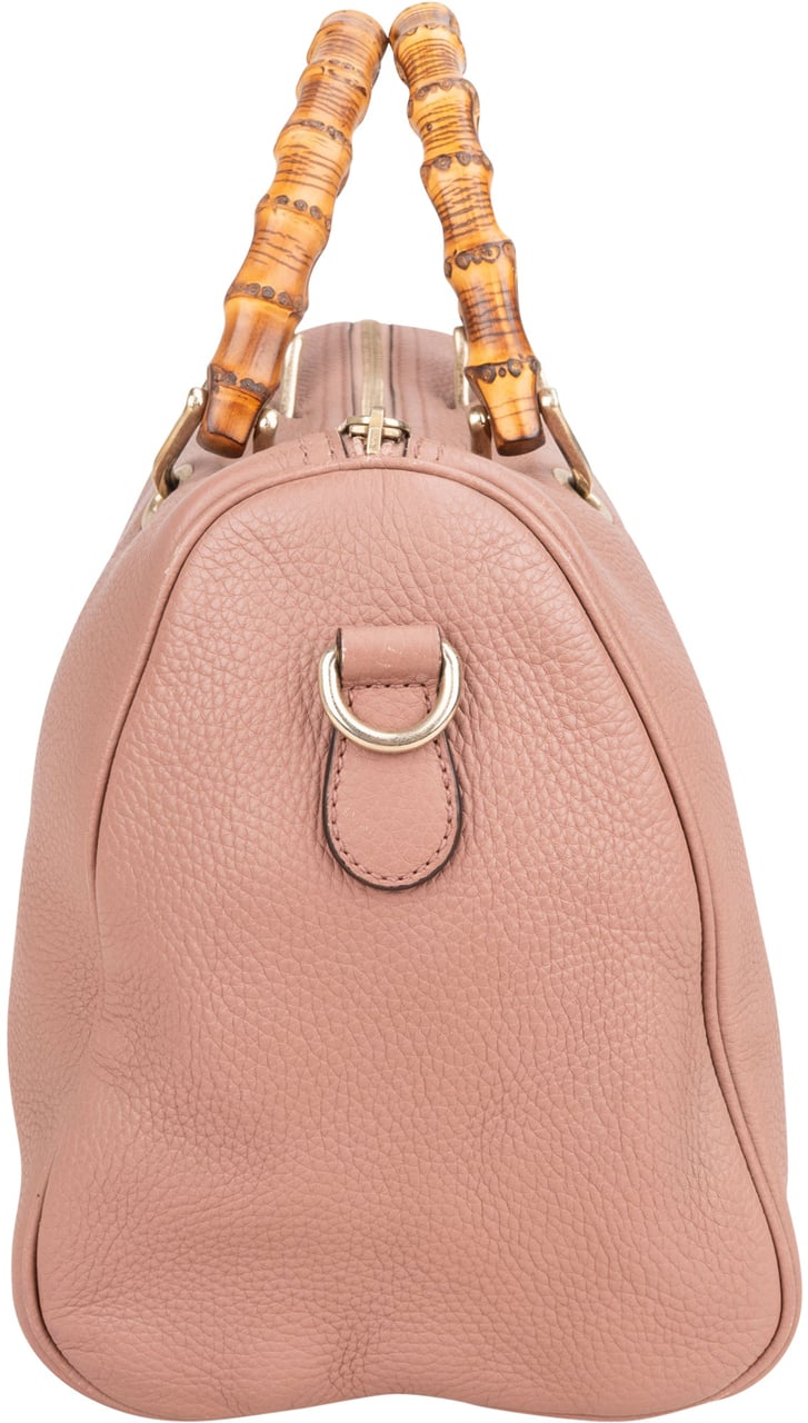 Gucci Pink Leather Bamboo Handbag Roze