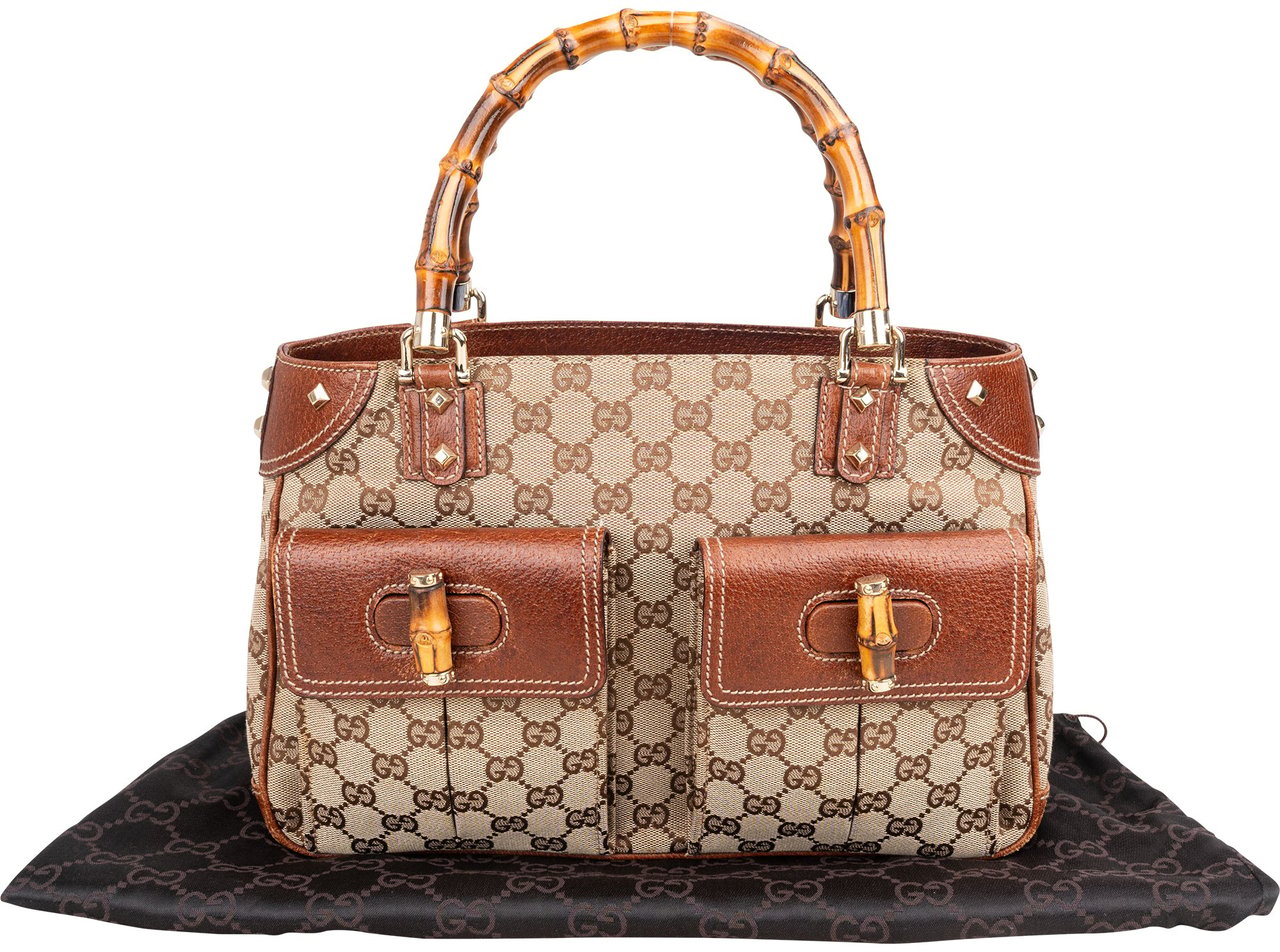 Gucci GG Monogram Bamboo Handbag Bruin