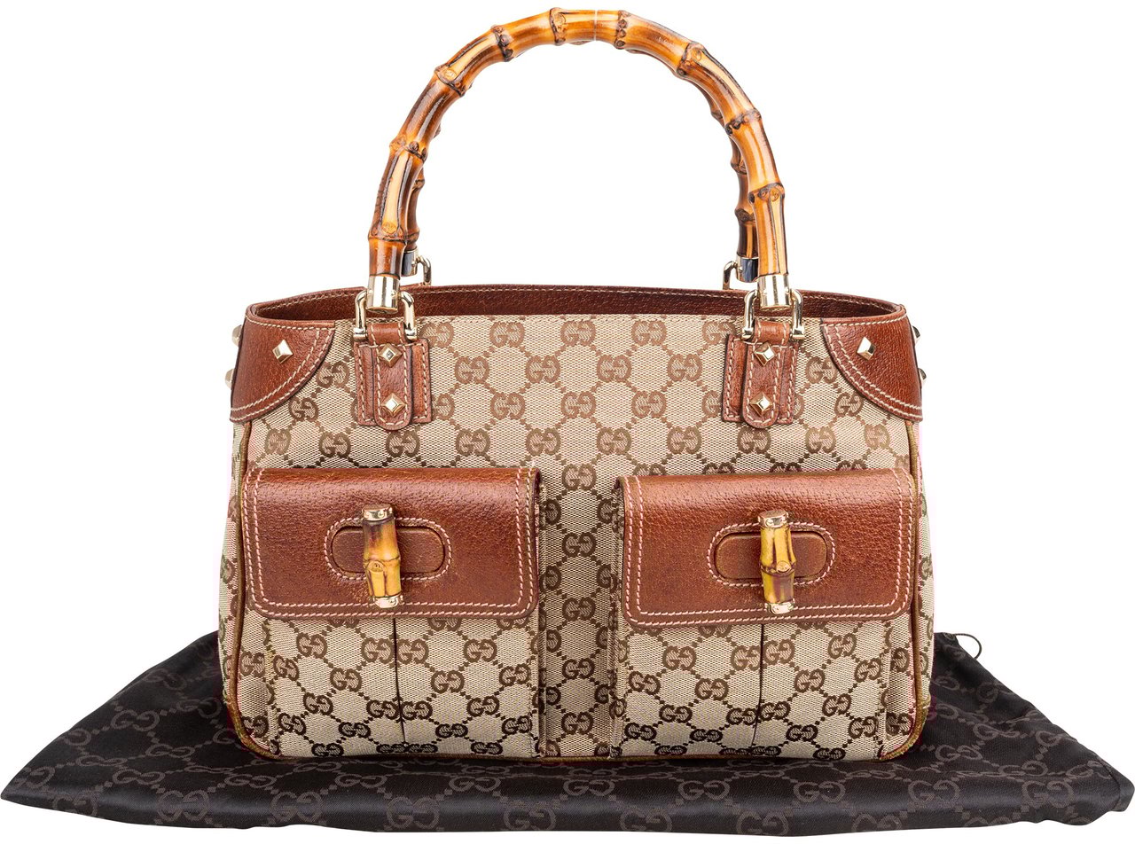 Gucci Gucci GG Monogram Bamboo Handbag Bruin