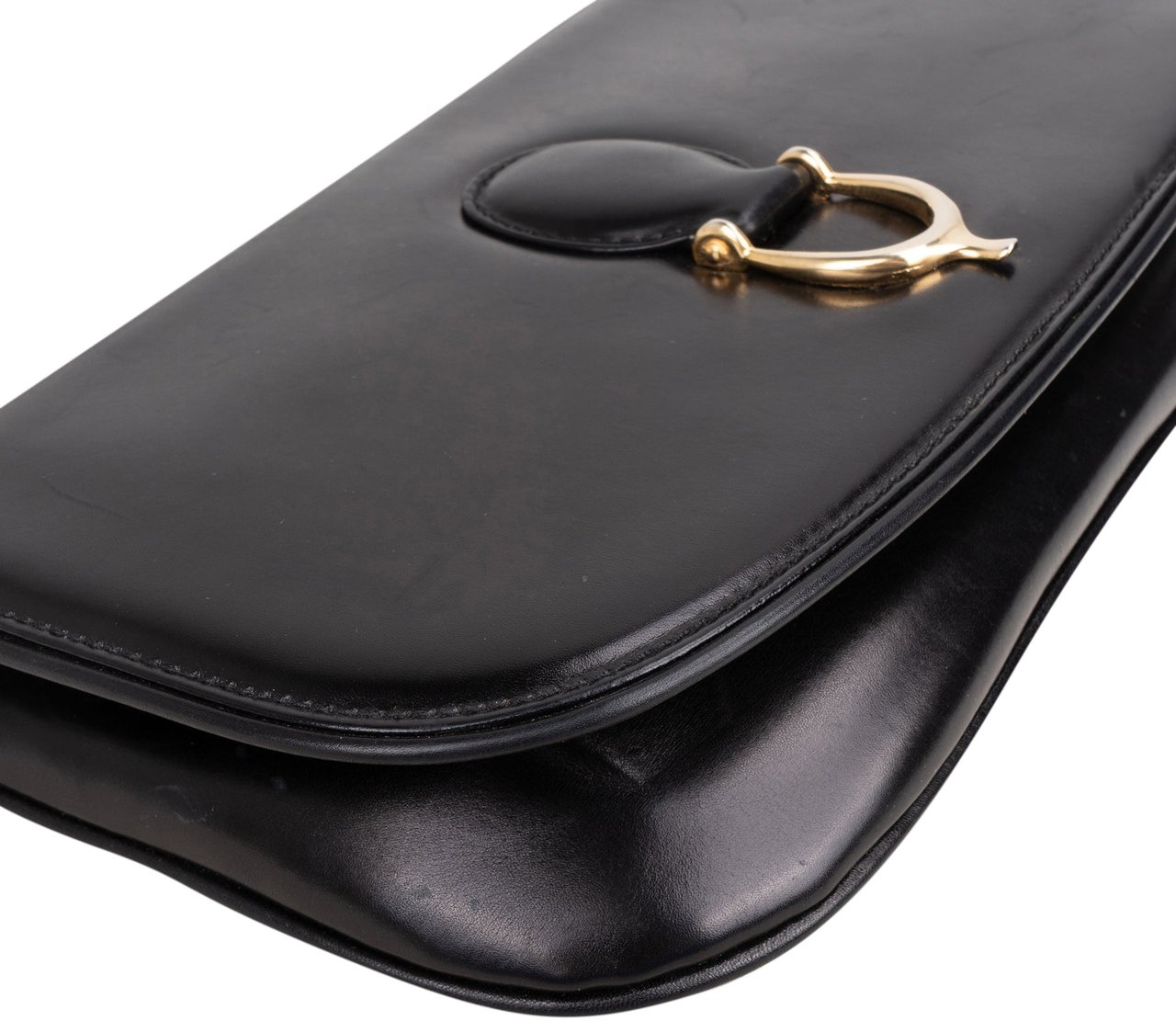 Gucci Gucci Black Leather Shoulder Bag Zwart