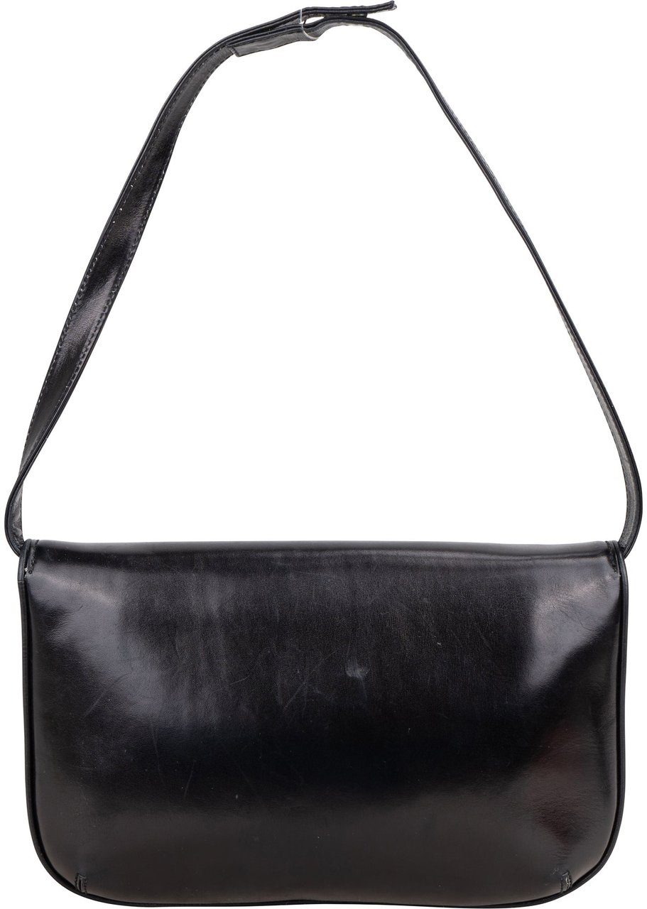 Gucci Gucci Black Leather Shoulder Bag Zwart