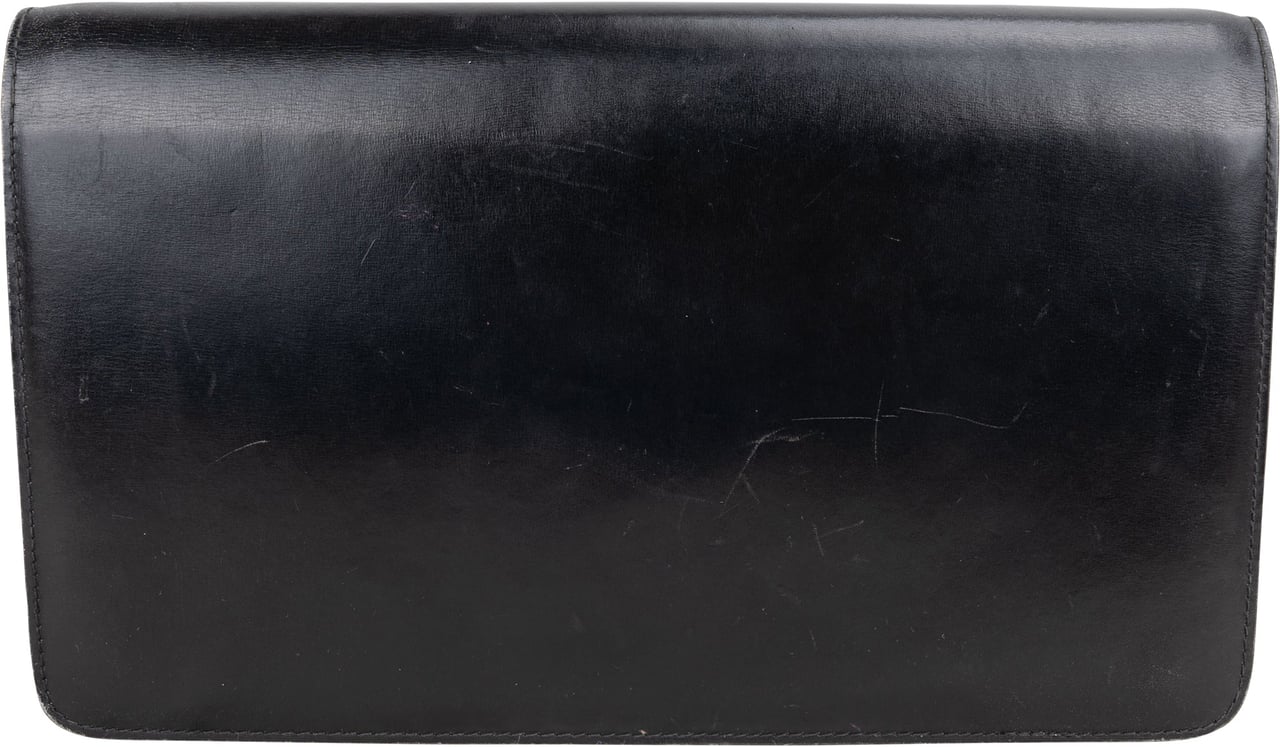 Gucci Gucci Black Leather GG Clutch Bag Zwart
