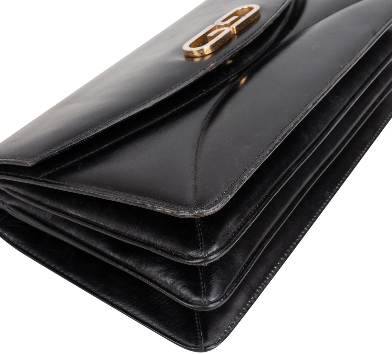 Gucci Gucci Black Leather GG Clutch Bag Zwart