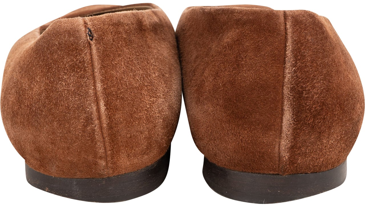 Gucci Gucci Brown Suede Leather GG Ballerinas (36) Bruin