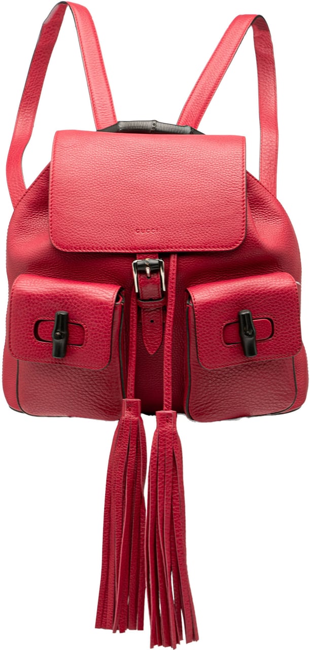 Gucci Leather Bamboo Tassel Backpack Roze