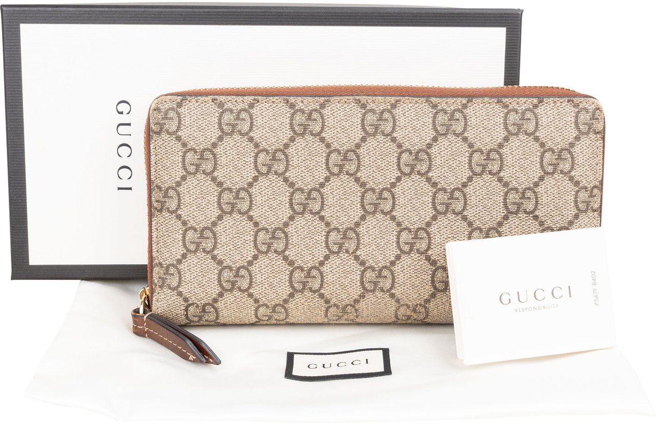 Gucci Gucci GG Monogram Zip Wallet Bruin