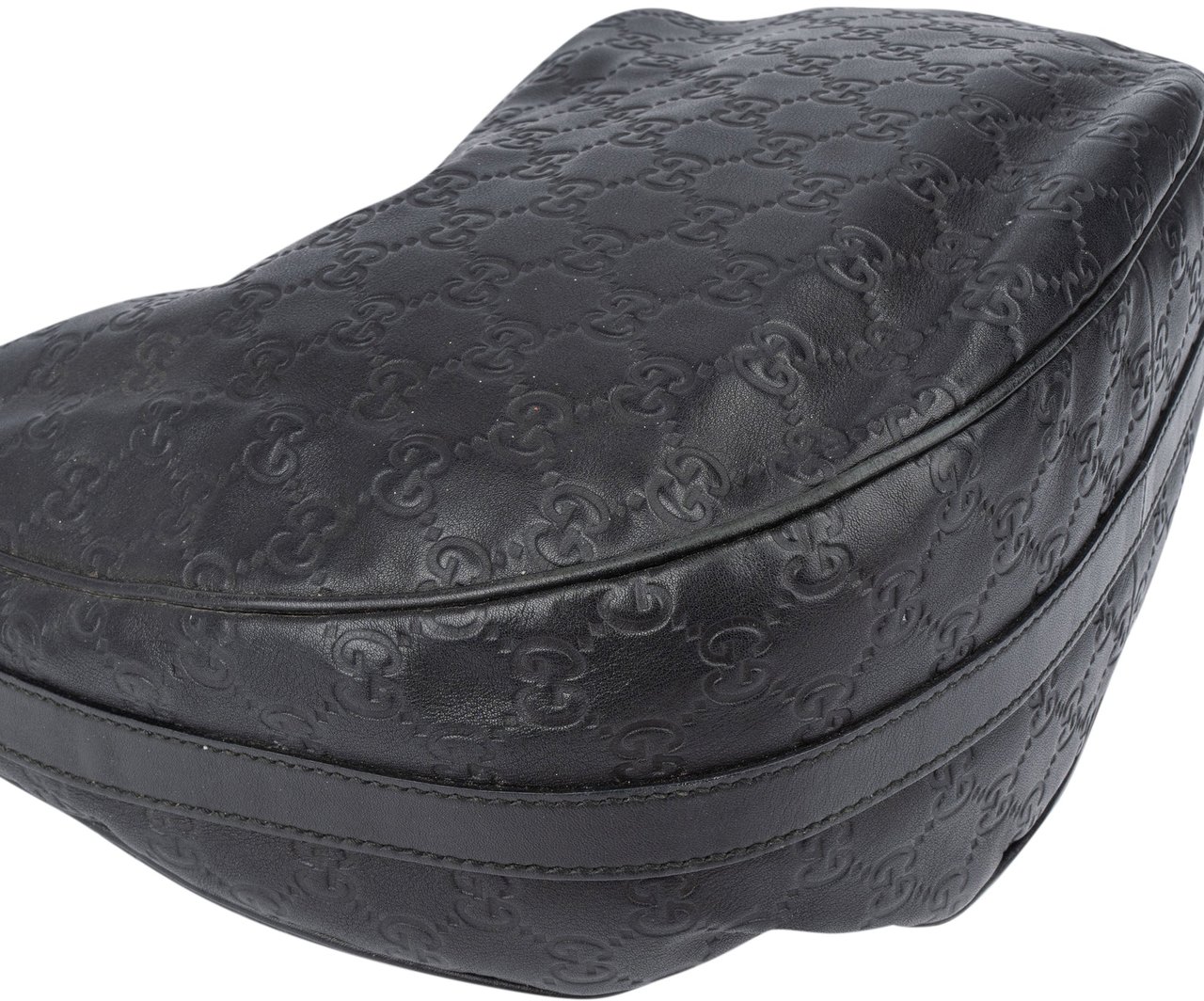 Gucci Gucci Leather GG Monogram Hobo Bag Zwart