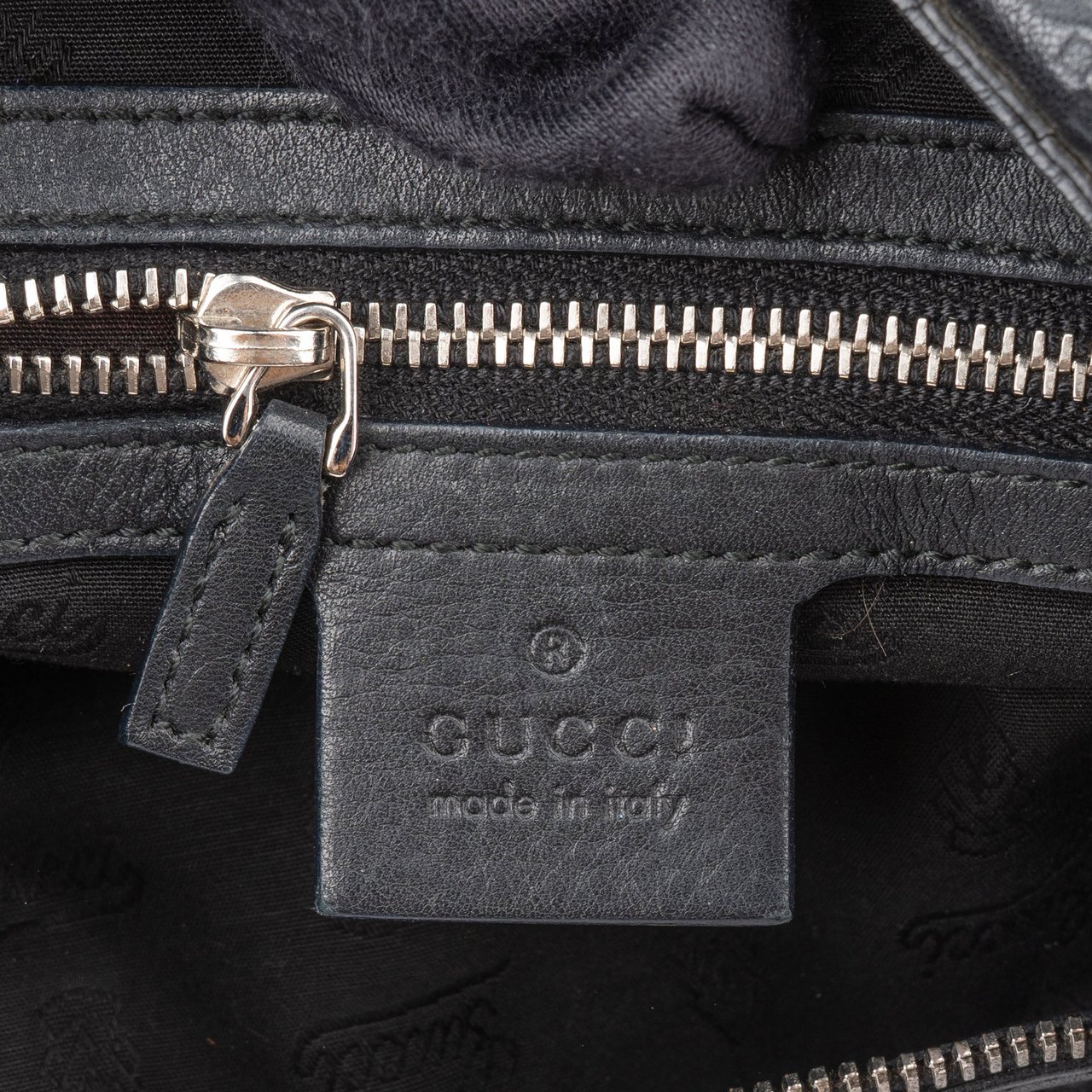 Gucci Gucci Leather GG Monogram Hobo Bag Zwart