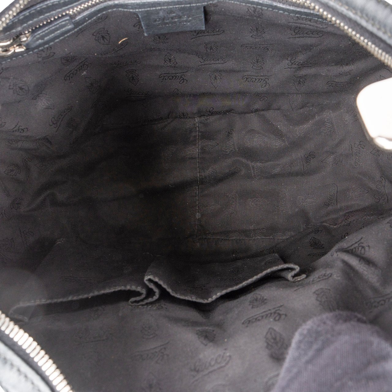 Gucci Gucci Leather GG Monogram Hobo Bag Zwart