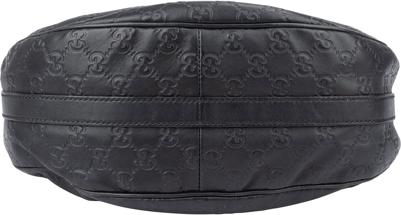 Gucci Gucci Leather GG Monogram Hobo Bag Zwart